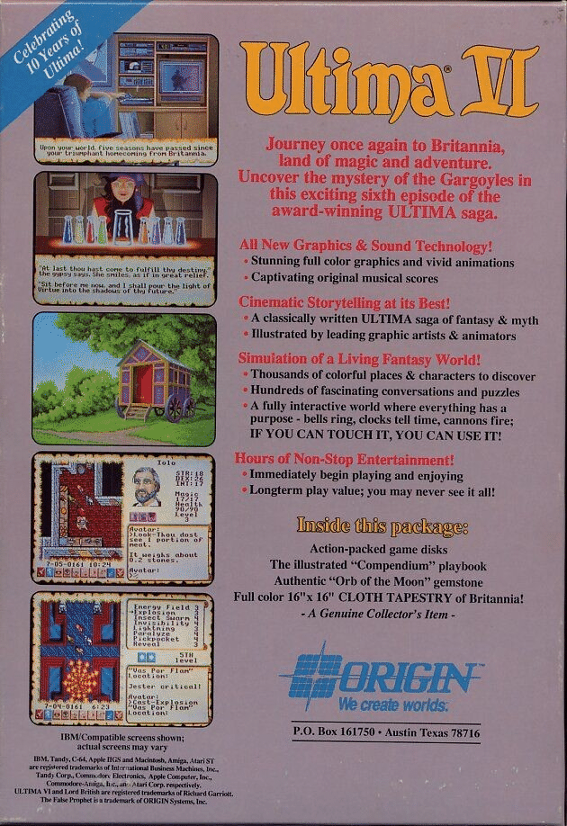 Ultima VI the False Prophet box art for Commodore 64